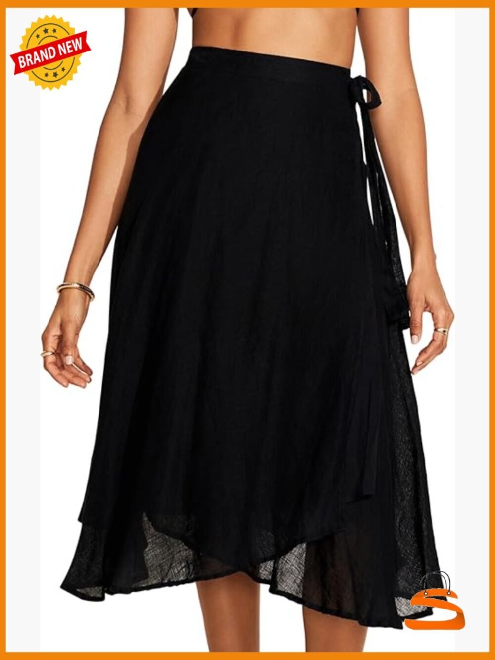 Ecolinen Linen Wrap Skirt Swimsuit Cover Up Tie Waist